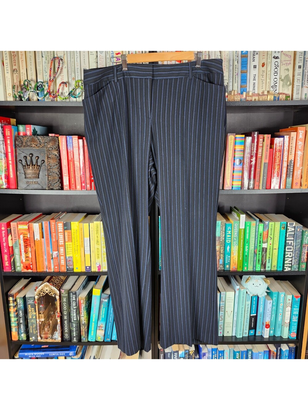 Lane Bryant Houston Trouser Wide Leg Pants 20 Black Blue Pinstripe NWT Career
